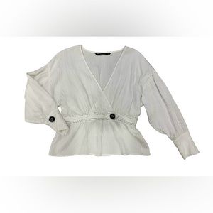 Zara Basics Blouse with Crossover Neckline